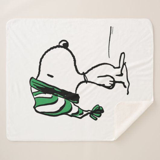 Erdnüsse | Snoopy Green Snow Cap Sherpadecke (Vorderseite (Horizontal))