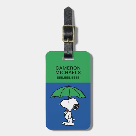 Erdnüsse | Snoopy Green Umbrella Gepäckanhänger (Vorderseite vertikal)