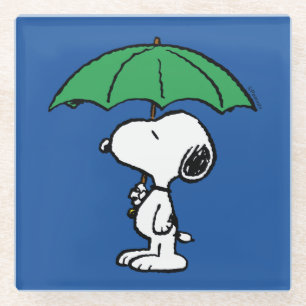 Erdnüsse   Snoopy Green Umbrella Glasuntersetzer