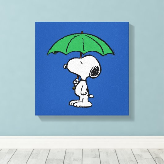 Erdnüsse | Snoopy Green Umbrella Leinwanddruck (Insitu (Holzboden))