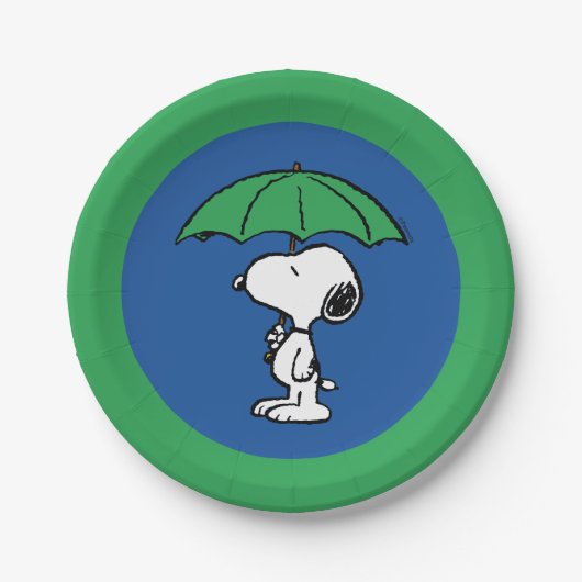 Erdnüsse | Snoopy Green Umbrella Pappteller (Vorderseite)