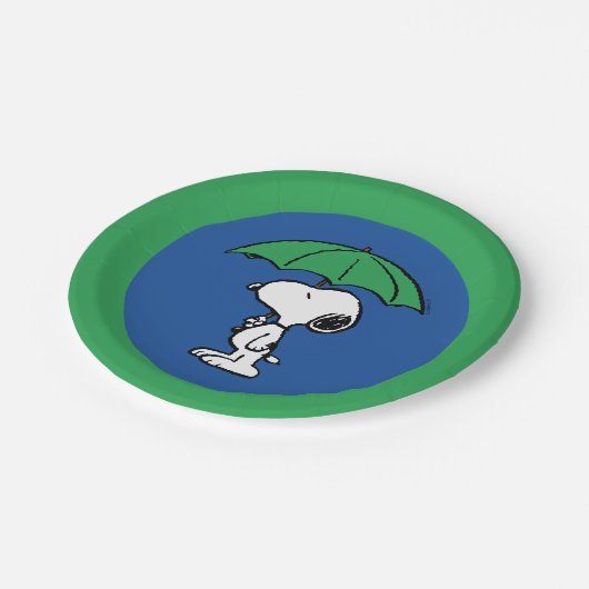 Erdnüsse | Snoopy Green Umbrella Pappteller (Schrägansicht)