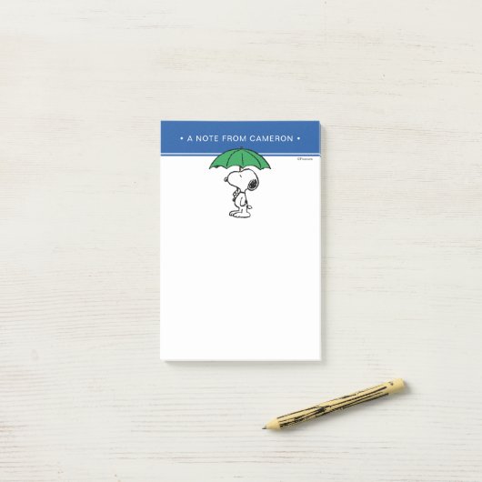 Erdnüsse | Snoopy Green Umbrella Post-it Klebezettel (Auf Schreibtisch)
