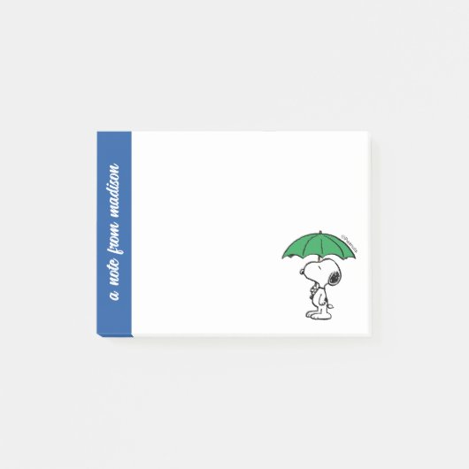 Erdnüsse | Snoopy Green Umbrella Post-it Klebezettel (Vorderseite)