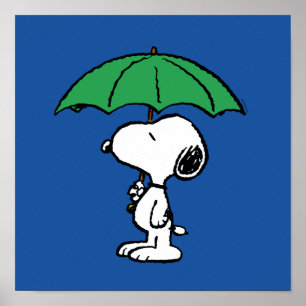 Erdnüsse   Snoopy Green Umbrella Poster