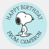 Erdnüsse | Snoopy | Happy Birthday Runder Aufkleber (Vorderseite)