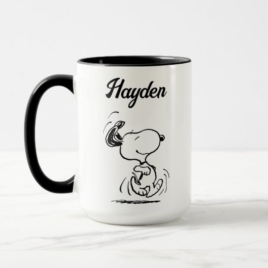 Erdnüsse | Snoopy Happy Dance | Name hinzufügen Tasse (Links)