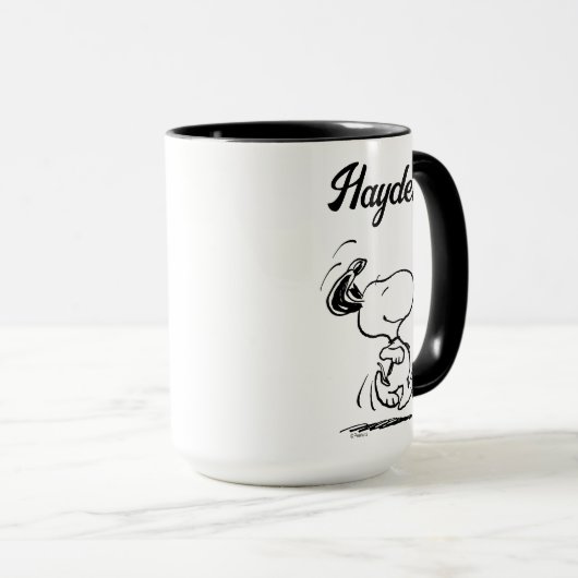 Erdnüsse | Snoopy Happy Dance | Name hinzufügen Tasse (VorderseiteRechts)