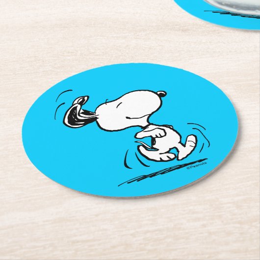 Erdnüsse | Snoopy Happy Dance Runder Pappuntersetzer (Angewinkelt)