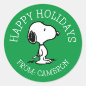 Erdnüsse | Snoopy | Happy Holidays Runder Aufkleber (Vorderseite)