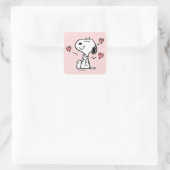 Erdnüsse | Snoopy Hearts Quadratischer Aufkleber (Tasche)