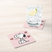 Erdnüsse | Snoopy Hearts Rechteckiger Pappuntersetzer (Vor Ort)