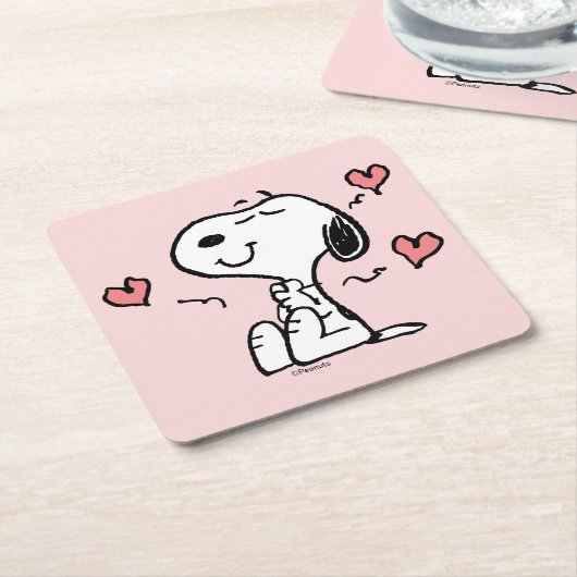 Erdnüsse | Snoopy Hearts Rechteckiger Pappuntersetzer (angewinkelt)