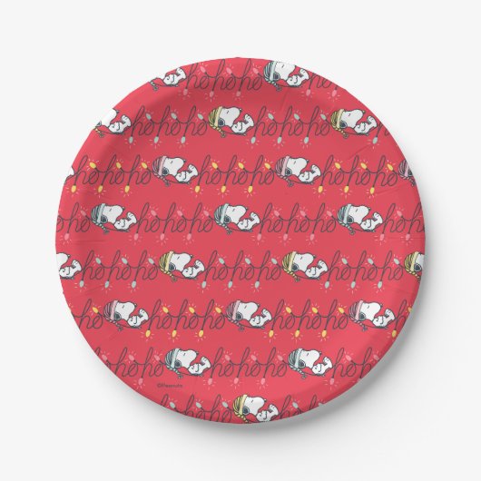 Erdnüsse | Snoopy Holiday Ho Ho Holiday Pattern Pappteller (Vorderseite)