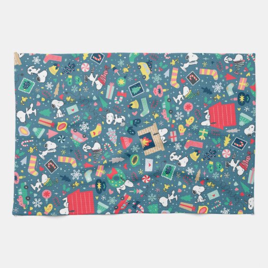 Erdnüsse | Snoopy Holiday Pattern Geschirrtuch (Horizontal)