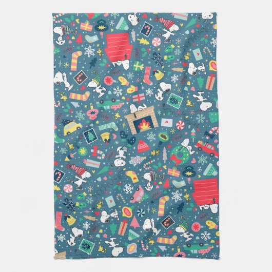 Erdnüsse | Snoopy Holiday Pattern Geschirrtuch (Vertikal)