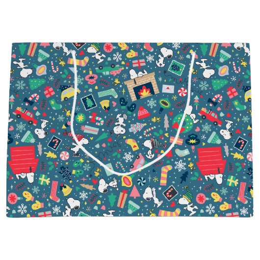 Erdnüsse | Snoopy Holiday Pattern Große Geschenktüte (Vorderseite)