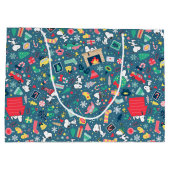 Erdnüsse | Snoopy Holiday Pattern Große Geschenktüte (Rückseite)