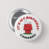 Erdnüsse Snoopy Hundehütte Geburtstagsbutton Button (Vorne & Hinten)