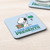Erdnüsse | Snoopy I Liebe Anbringen von Geschenken Getränkeuntersetzer (Linke Seite)