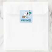 Erdnüsse | Snoopy I Liebe Anbringen von Geschenken Quadratischer Aufkleber (Tasche)