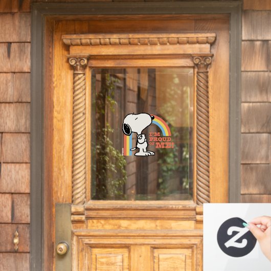 Erdnüsse | Snoopy Ich bin stolz auf mich Fensteraufkleber (Haustür)