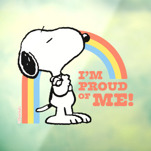 Erdnüsse   Snoopy Ich bin stolz auf mich Fensteraufkleber