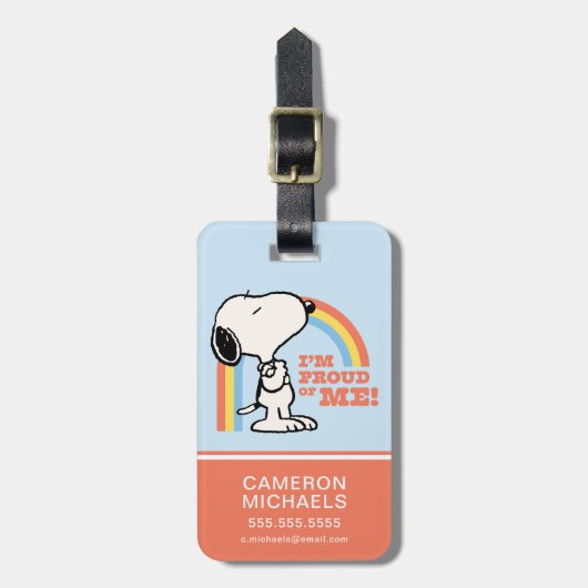 Erdnüsse | Snoopy Ich bin stolz auf mich Gepäckanhänger (Vorderseite vertikal)
