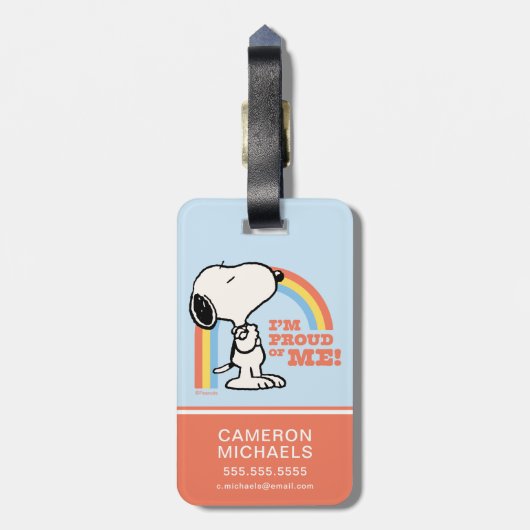 Erdnüsse | Snoopy Ich bin stolz auf mich Gepäckanhänger (Rückseite vertikal)