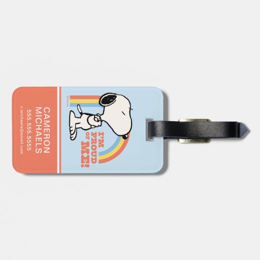 Erdnüsse | Snoopy Ich bin stolz auf mich Gepäckanhänger (Rückseite horizontal)