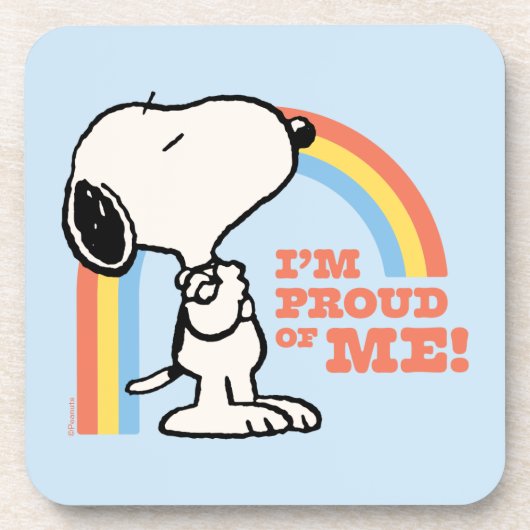 Erdnüsse | Snoopy Ich bin stolz auf mich Getränkeuntersetzer (Vorderseite)