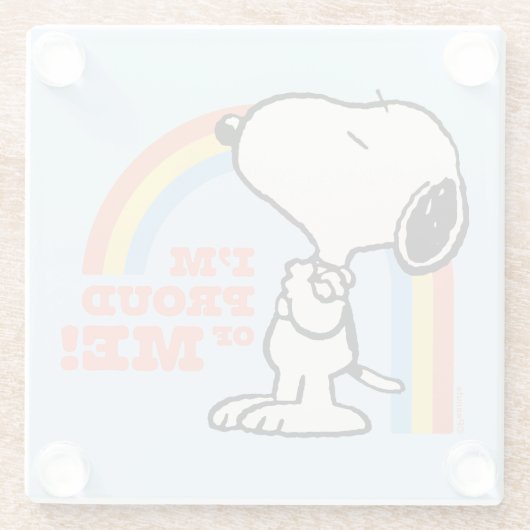 Erdnüsse | Snoopy Ich bin stolz auf mich Glasuntersetzer (Rückseite)