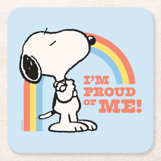Erdnüsse | Snoopy Ich bin stolz auf mich Rechteckiger Pappuntersetzer (Vorderseite)