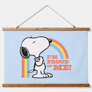Erdnüsse Snoopy Ich bin stolz auf mich Wandteppich Mit Holzrahmen