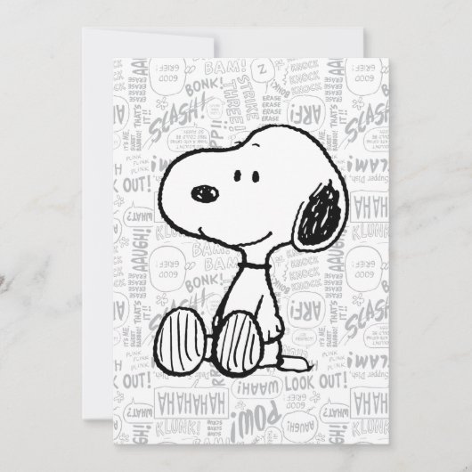 ERDNÜSSE | Snoopy in Schwarz Weiss Comics Karte (Vorderseite)