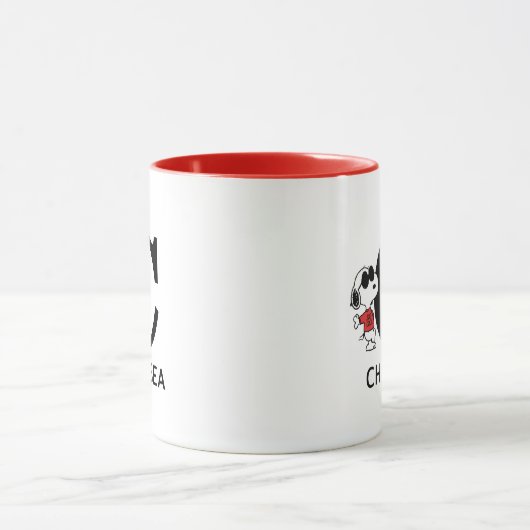 Erdnüsse | Snoopy "Joe Cool" | Name & Monogramm C Tasse (Zentrum)