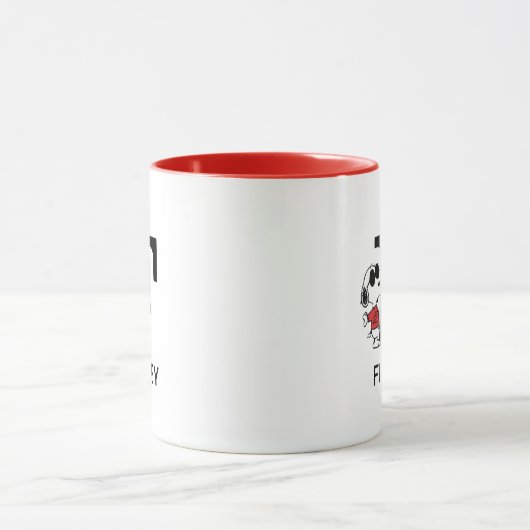 Erdnüsse | Snoopy "Joe Cool" | Name & Monogramm F Tasse (Zentrum)