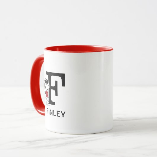 Erdnüsse | Snoopy "Joe Cool" | Name & Monogramm F Tasse (Vorderseite Links)