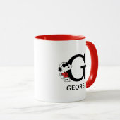 Erdnüsse | Snoopy "Joe Cool" | Name & Monogramm G Tasse (VorderseiteRechts)