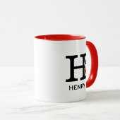 Erdnüsse | Snoopy "Joe Cool" | Name & Monogramm H Tasse (VorderseiteRechts)