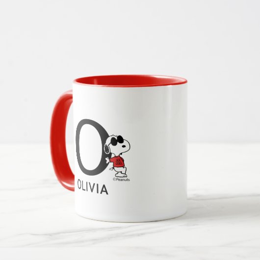 Erdnüsse | Snoopy "Joe Cool" | Name & Monogramm O Tasse (Vorderseite Links)