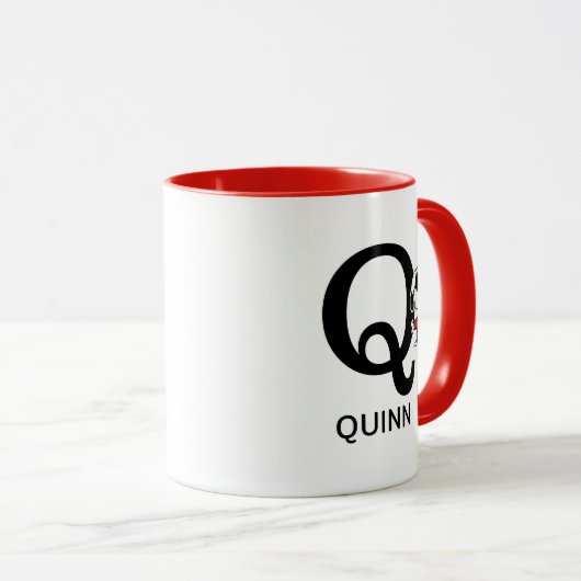 Erdnüsse | Snoopy "Joe Cool" | Name & Monogramm Q Tasse (VorderseiteRechts)