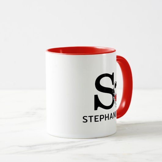 Erdnüsse | Snoopy "Joe Cool" | Name & Monogramm S Tasse (VorderseiteRechts)