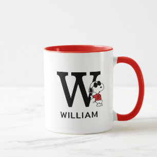 Erdnüsse Snoopy "Joe Cool" Name & Monogramm W Tasse