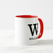 Erdnüsse | Snoopy "Joe Cool" | Name & Monogramm W Tasse (VorderseiteRechts)