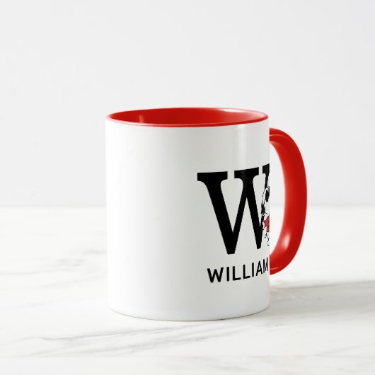 Erdnüsse | Snoopy "Joe Cool" | Name & Monogramm W Tasse (VorderseiteRechts)