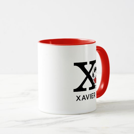 Erdnüsse | Snoopy "Joe Cool" | Name und Monogramm  Tasse (VorderseiteRechts)