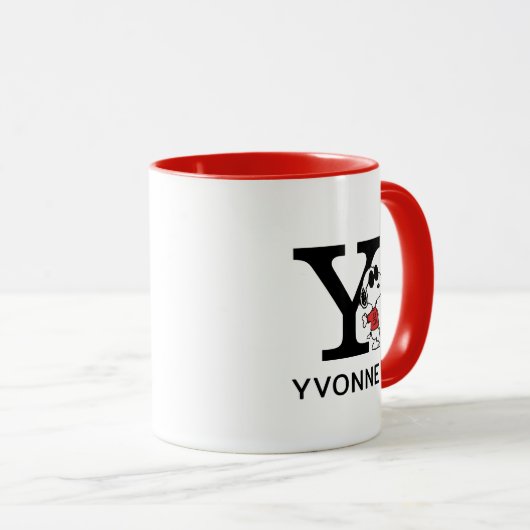 Erdnüsse | Snoopy "Joe Cool" | Name und Monogramm  Tasse (VorderseiteRechts)