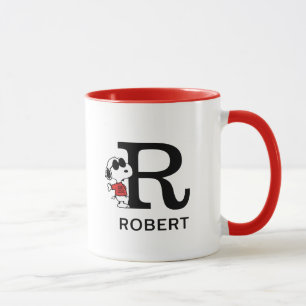 Erdnüsse   Snoopy "Joe Cool"   Name und Monogramm  Tasse