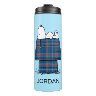 Erdnüsse Snoopy Kariert Flannel Name hinzufüge Thermosbecher